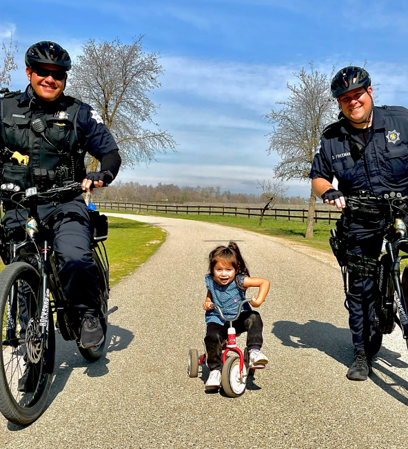 Officers riding bikes
